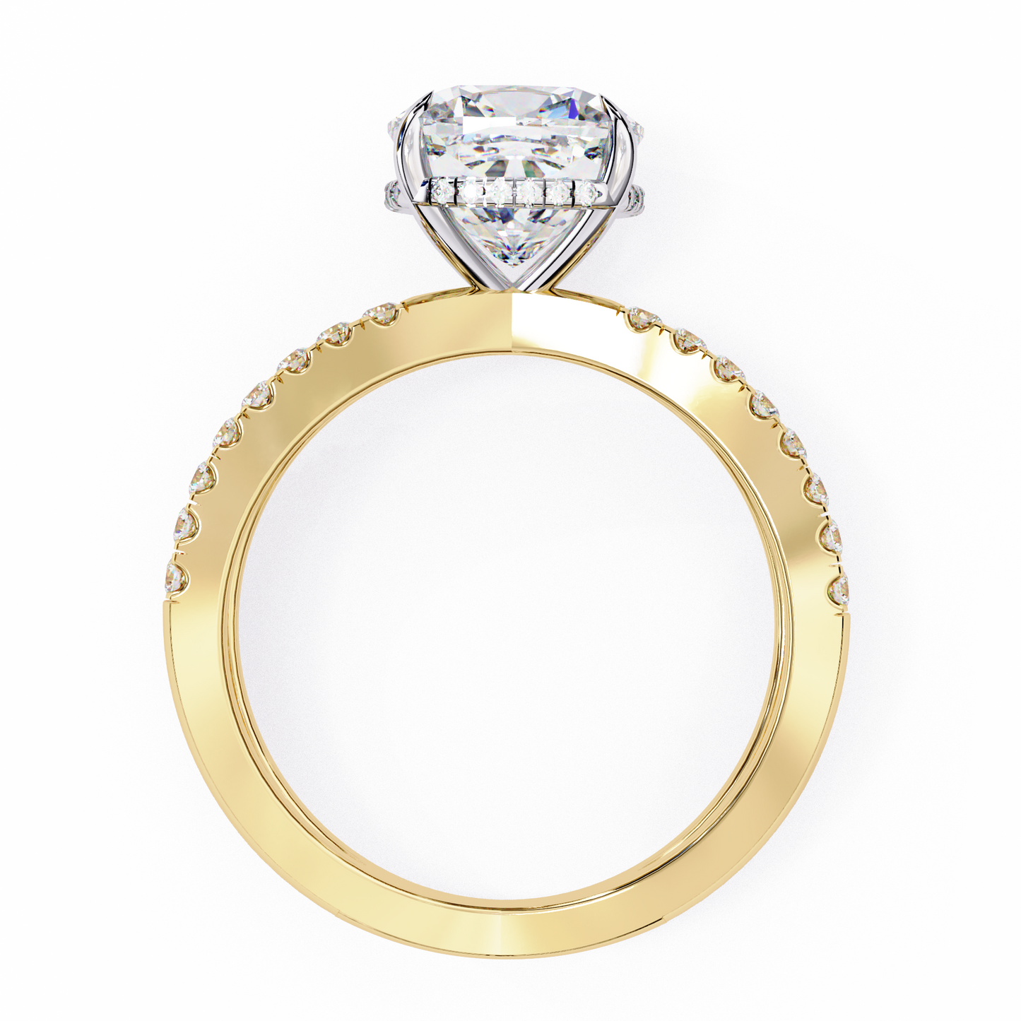 2.09 Carat Cushion Square Diamond Engagement Ring – Hidden Halo Criss Cross Band Lab Grown Diamond Ring - Lustraa’s Criss Cross Ring
