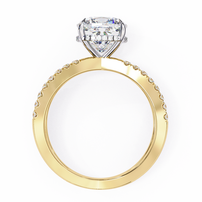 2.09 Carat Cushion Square Diamond Engagement Ring – Hidden Halo Criss Cross Band Lab Grown Diamond Ring - Lustraa’s Criss Cross Ring