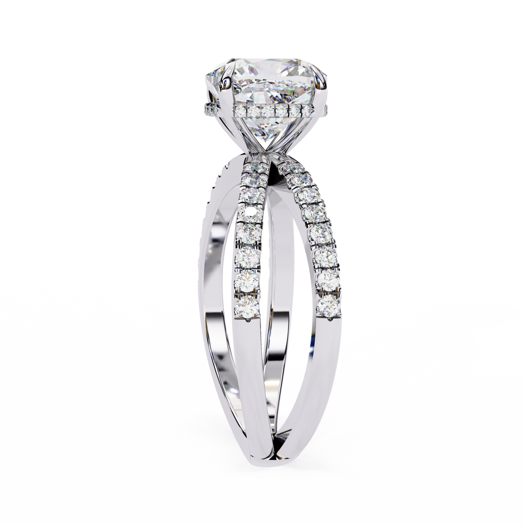 Cushion Square Diamond Engagement Ring – 2.09 CT Lab Grown Hidden Halo Ring with Criss Cross Band - Lustraa’s Criss Cross Ring