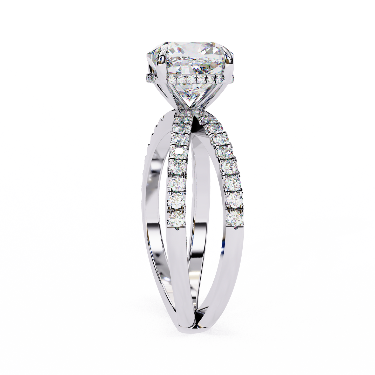 2.09 Carat Cushion Square Diamond Engagement Ring – Hidden Halo Criss Cross Band Lab Grown Diamond Ring - Lustraa’s Criss Cross Ring