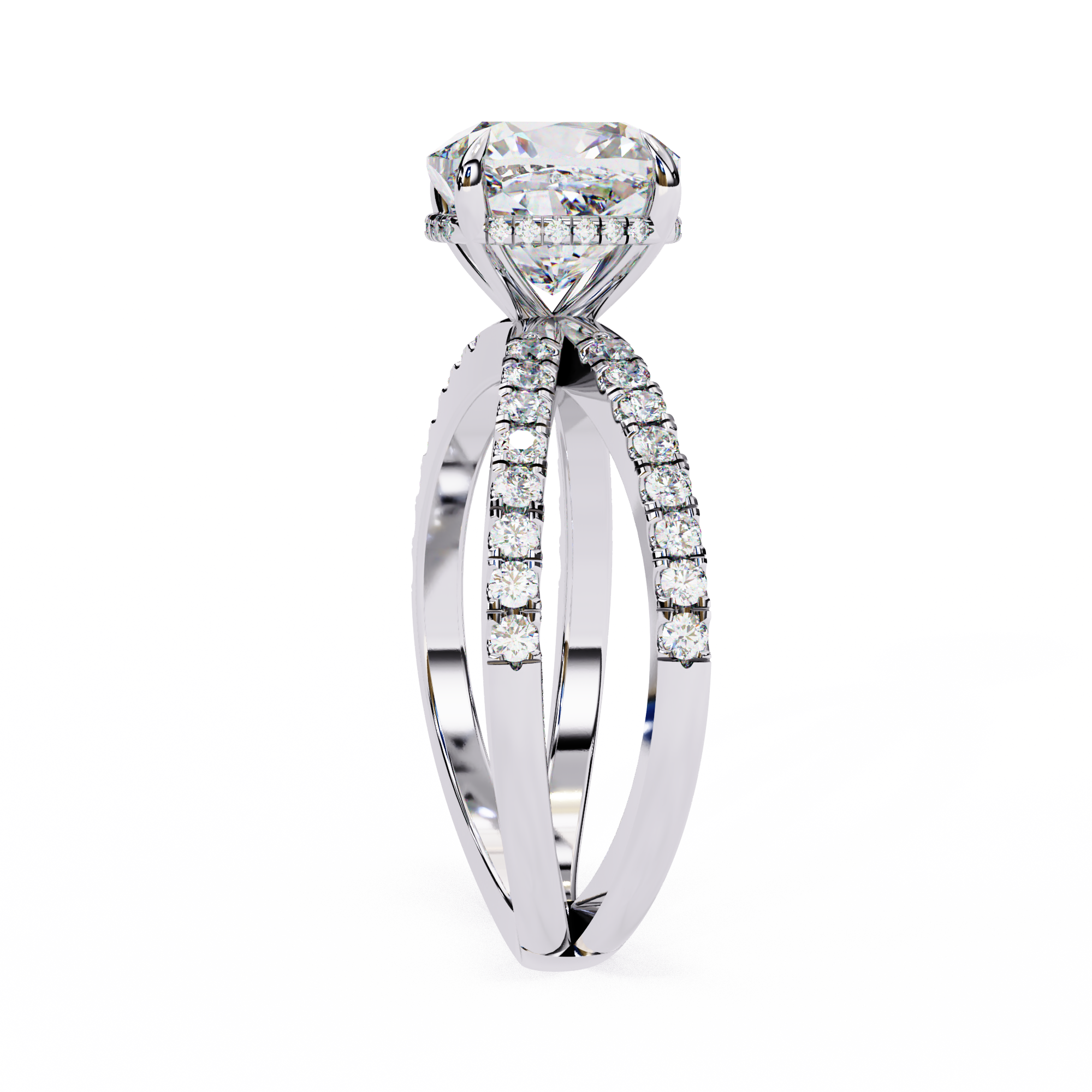 Cushion Square Diamond Engagement Ring – 2.09 CT Lab Grown Hidden Halo Ring with Criss Cross Band - Lustraa’s Criss Cross Ring