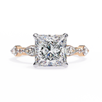 Princess Cut Diamond Engagement Ring – 2.28 CT Solitaire Ring with Hidden Halo & Marquise Round Side Stones– Lustraa’s Fancy Solitaire Ring