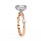 Princess Cut Diamond Engagement Ring – 2.28 CT Solitaire Ring with Hidden Halo & Marquise Round Side Stones– Lustraa’s Fancy Solitaire Ring