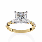 Princess Cut Diamond Engagement Ring – 2.28 CT Solitaire Ring with Hidden Halo & Marquise Round Side Stones– Lustraa’s Fancy Solitaire Ring