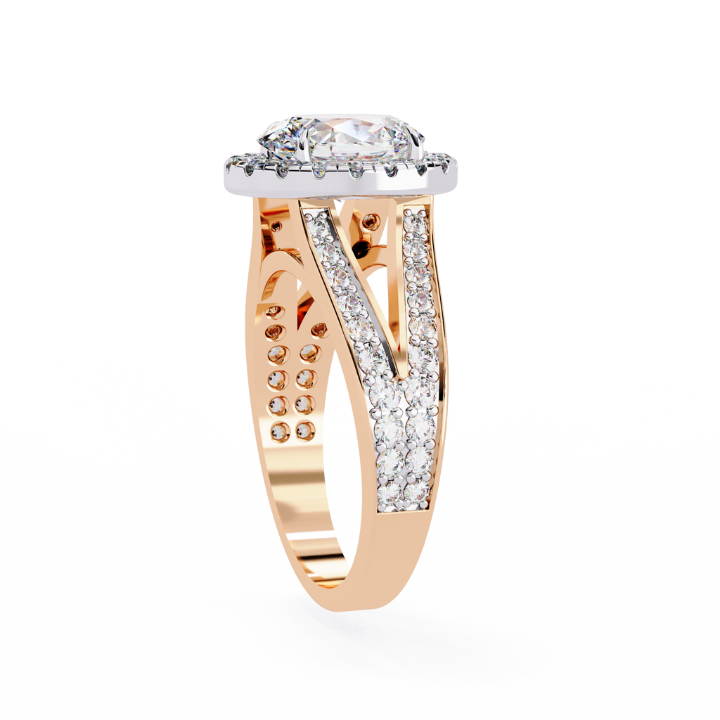 Oval Halo Diamond Ring – Split Shank Engagement Ring – Round Diamond Accent Bridal Jewelry – Lustraa’s Halo Ring