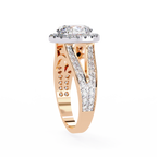 Oval Halo Diamond Ring – Split Shank Engagement Ring – Round Diamond Accent Bridal Jewelry – Lustraa’s Halo Ring