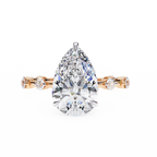 Pear Shaped Diamond Engagement Ring – 2.96 CT Lab Grown Hidden Halo Ring with Designer Solitaire Band – Lustraa’s Fancy Solitaire Ring