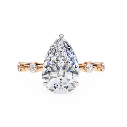 2.96 Carat Pear Shaped Diamond Ring with Hidden Halo – Designer Band Solitaire Engagement Ring – Lustraa’s Fancy Solitaire Ring