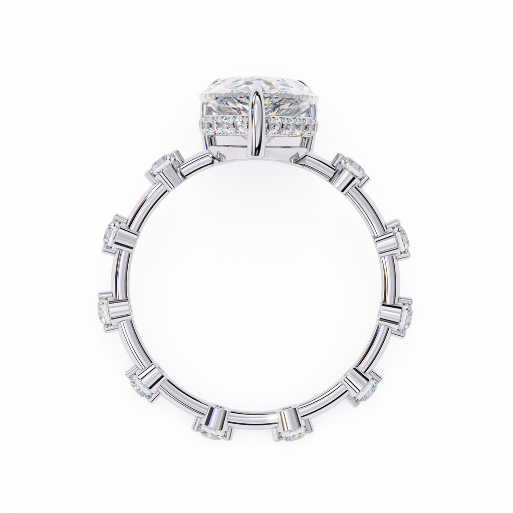 Pear Shaped Diamond Engagement Ring – 2.96 CT Lab Grown Hidden Halo Ring with Designer Solitaire Band – Lustraa’s Fancy Solitaire Ring