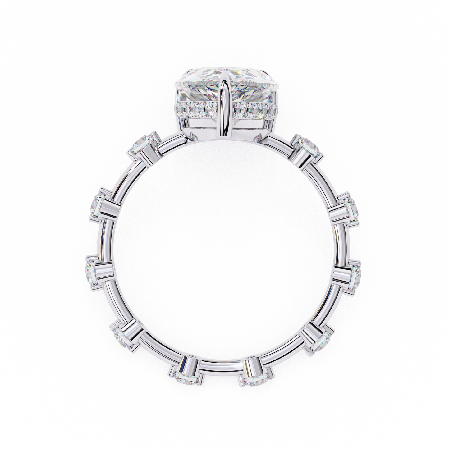 2.96 Carat Pear Shaped Diamond Ring with Hidden Halo – Designer Band Solitaire Engagement Ring – Lustraa’s Fancy Solitaire Ring