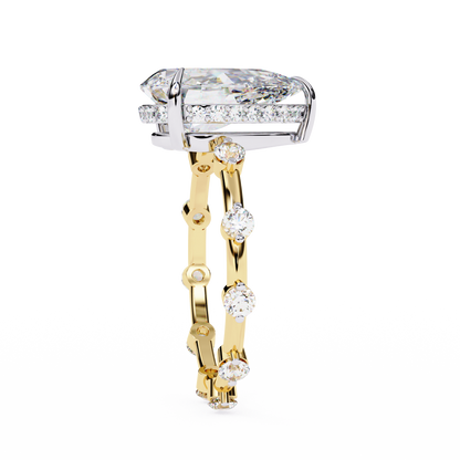 2.96 Carat Pear Shaped Diamond Ring with Hidden Halo – Designer Band Solitaire Engagement Ring – Lustraa’s Fancy Solitaire Ring