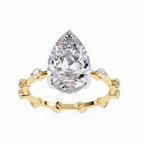 Pear Shaped Diamond Engagement Ring – 2.96 CT Lab Grown Hidden Halo Ring with Designer Solitaire Band – Lustraa’s Fancy Solitaire Ring