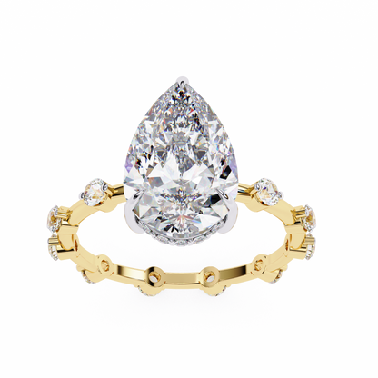 2.96 Carat Pear Shaped Diamond Ring with Hidden Halo – Designer Band Solitaire Engagement Ring – Lustraa’s Fancy Solitaire Ring