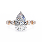 Pear Shaped Diamond Engagement Ring – 3.06 CT Lab Grown Hidden Halo Ring with Designer Band – Lustraa’s Fancy Solitaire Ring