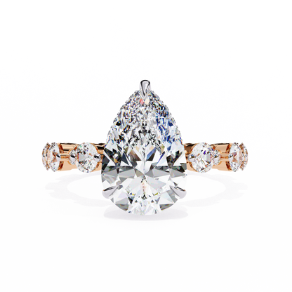 3.06 Carat Pear Shaped Diamond Ring with Hidden Halo – Designer Band Solitaire Engagement Ring – Lustraa’s Fancy Solitaire Ring