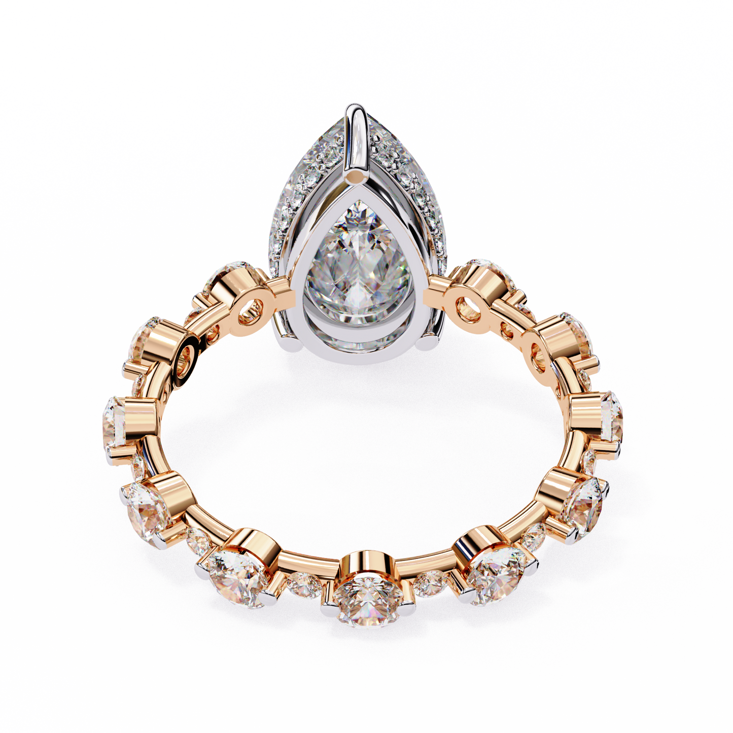 3.06 Carat Pear Shaped Diamond Ring with Hidden Halo – Designer Band Solitaire Engagement Ring – Lustraa’s Fancy Solitaire Ring