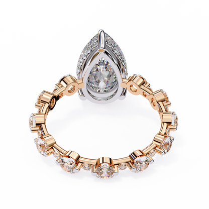3.06 Carat Pear Shaped Diamond Ring with Hidden Halo – Designer Band Solitaire Engagement Ring – Lustraa’s Fancy Solitaire Ring