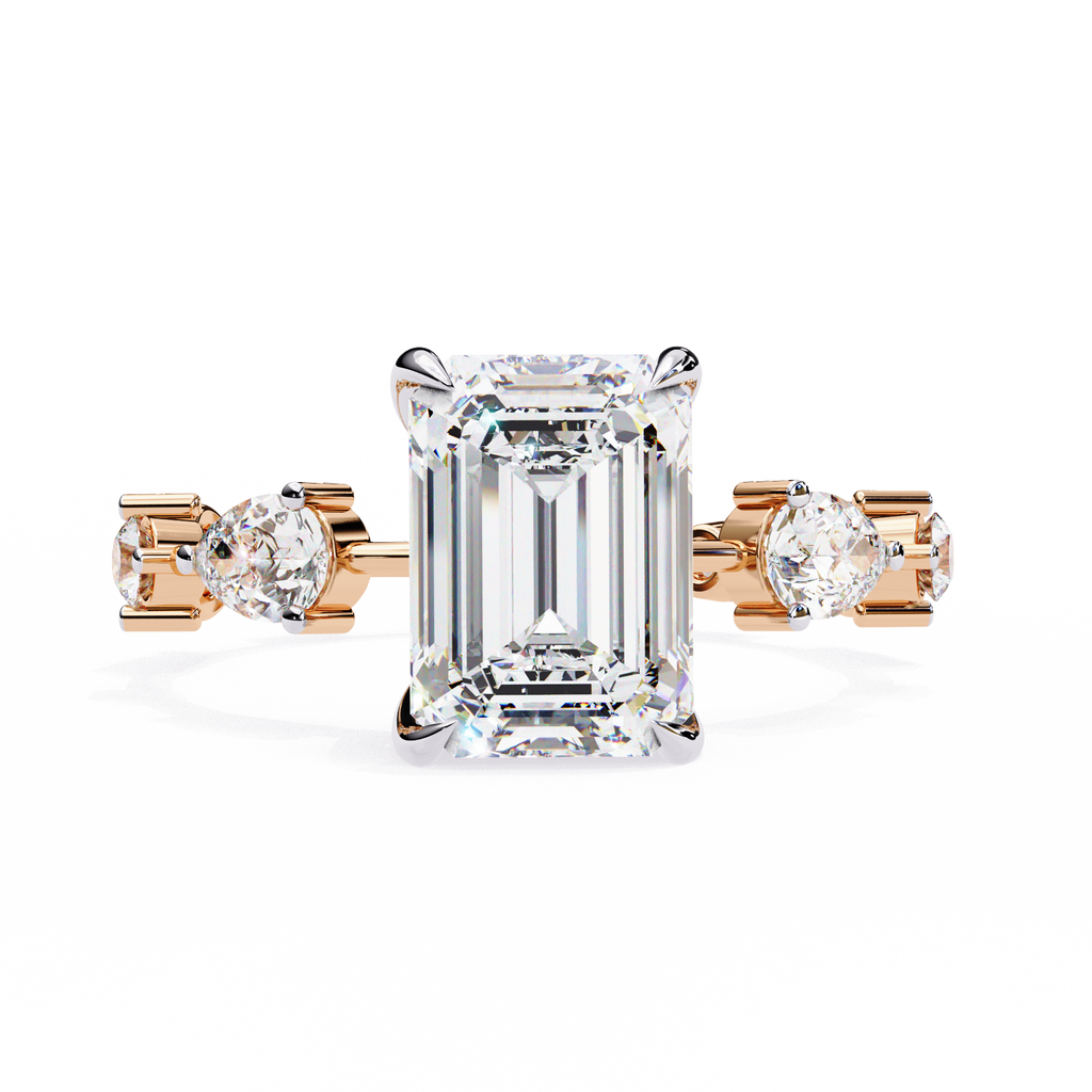 Radiant Cut Diamond Engagement Ring – 2.8 CT Lab Grown Hidden Halo Ring with Designer Solitaire Band – Lustraa’s Fancy Solitaire Ring