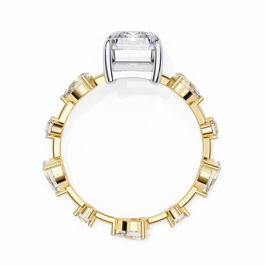 Radiant Cut Diamond Engagement Ring – 2.8 CT Lab Grown Hidden Halo Ring with Designer Solitaire Band – Lustraa’s Fancy Solitaire Ring