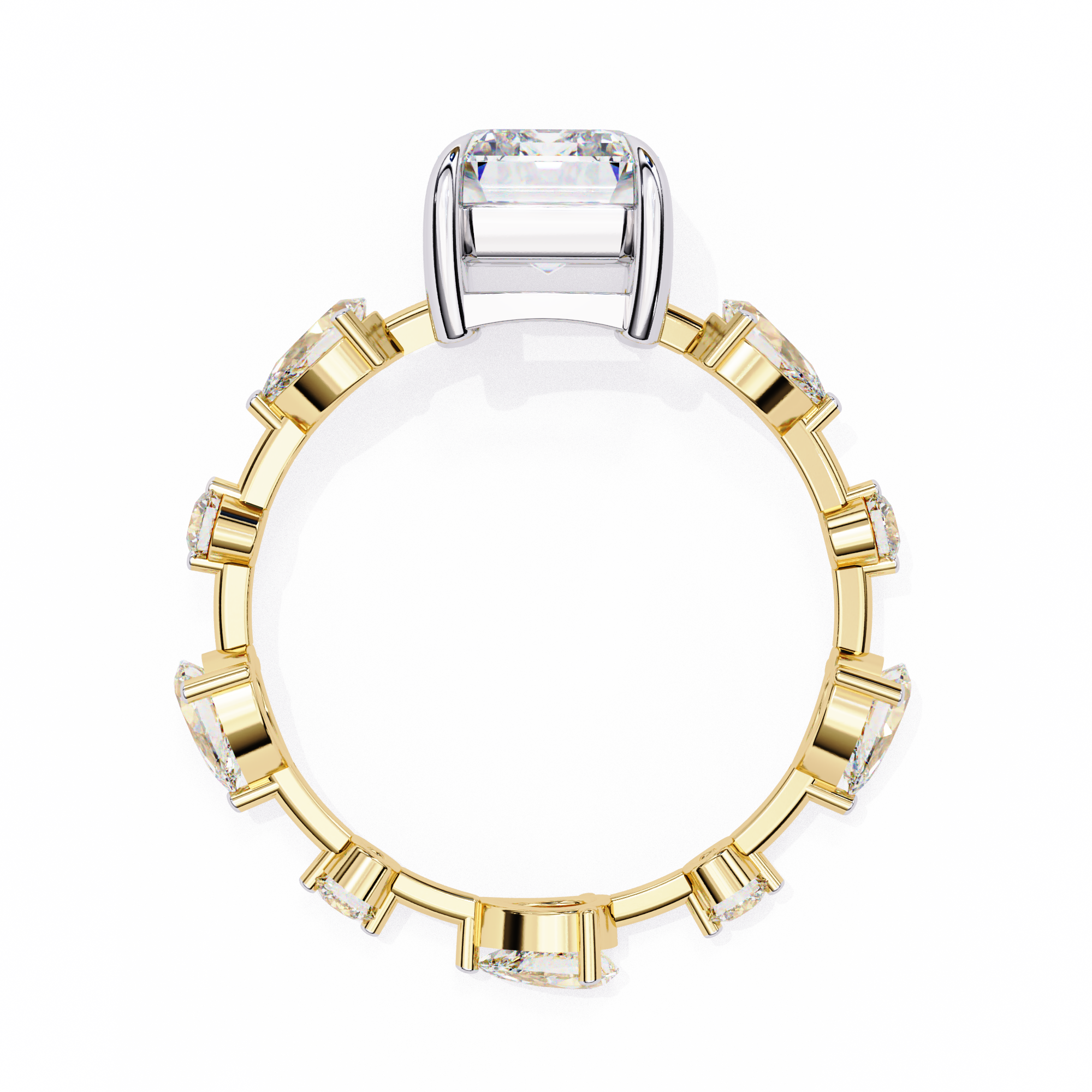 Radiant Cut Diamond Engagement Ring – 2.8 CT Lab Grown Hidden Halo Ring with Designer Solitaire Band – Lustraa’s Fancy Solitaire Ring