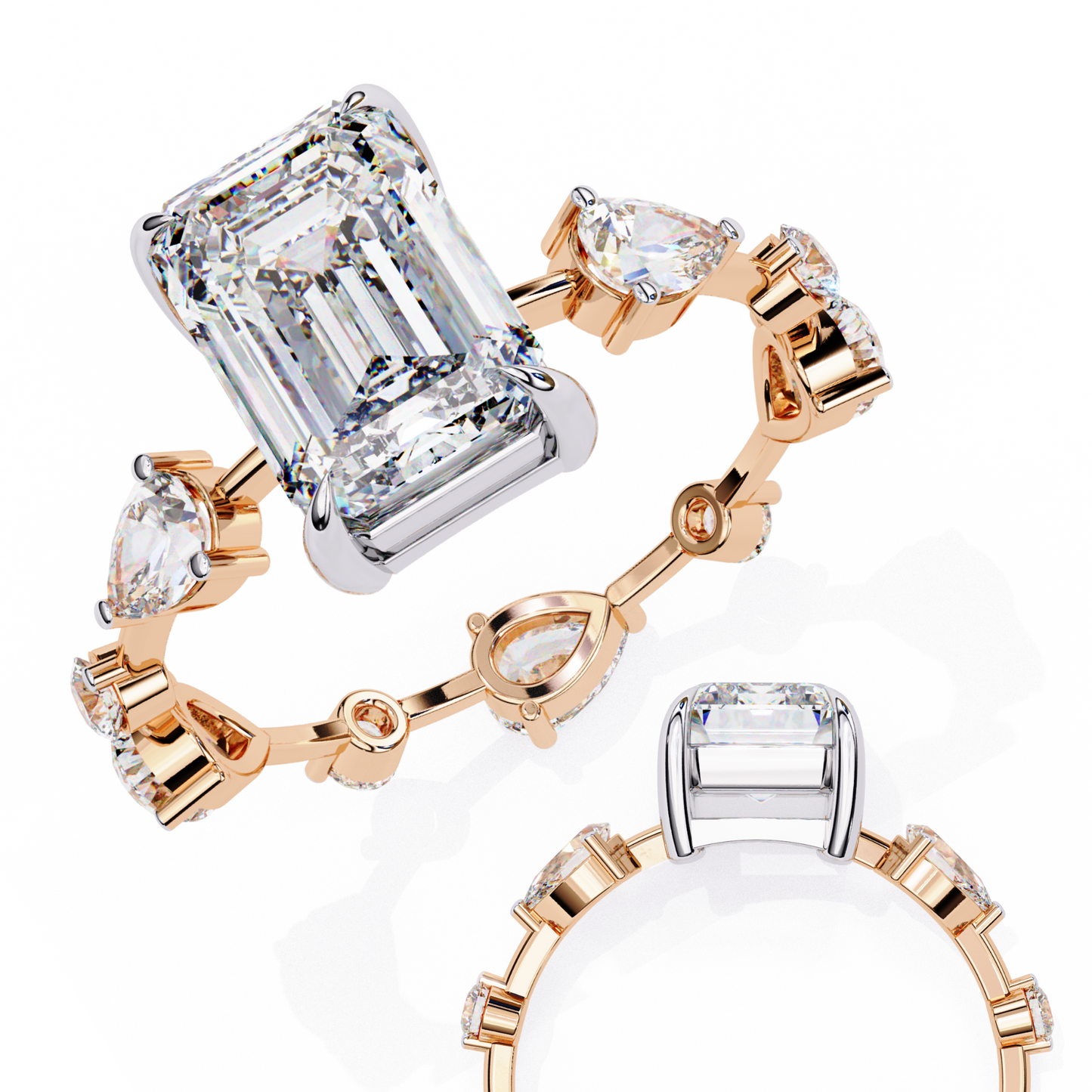 2.80 Carat Radiant Cut Diamond Ring with Hidden Halo – Designer Band Solitaire Engagement Ring – Lustraa’s Fancy Solitaire Ring