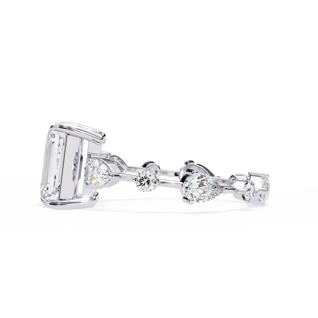 Radiant Cut Diamond Engagement Ring – 2.8 CT Lab Grown Hidden Halo Ring with Designer Solitaire Band – Lustraa’s Fancy Solitaire Ring