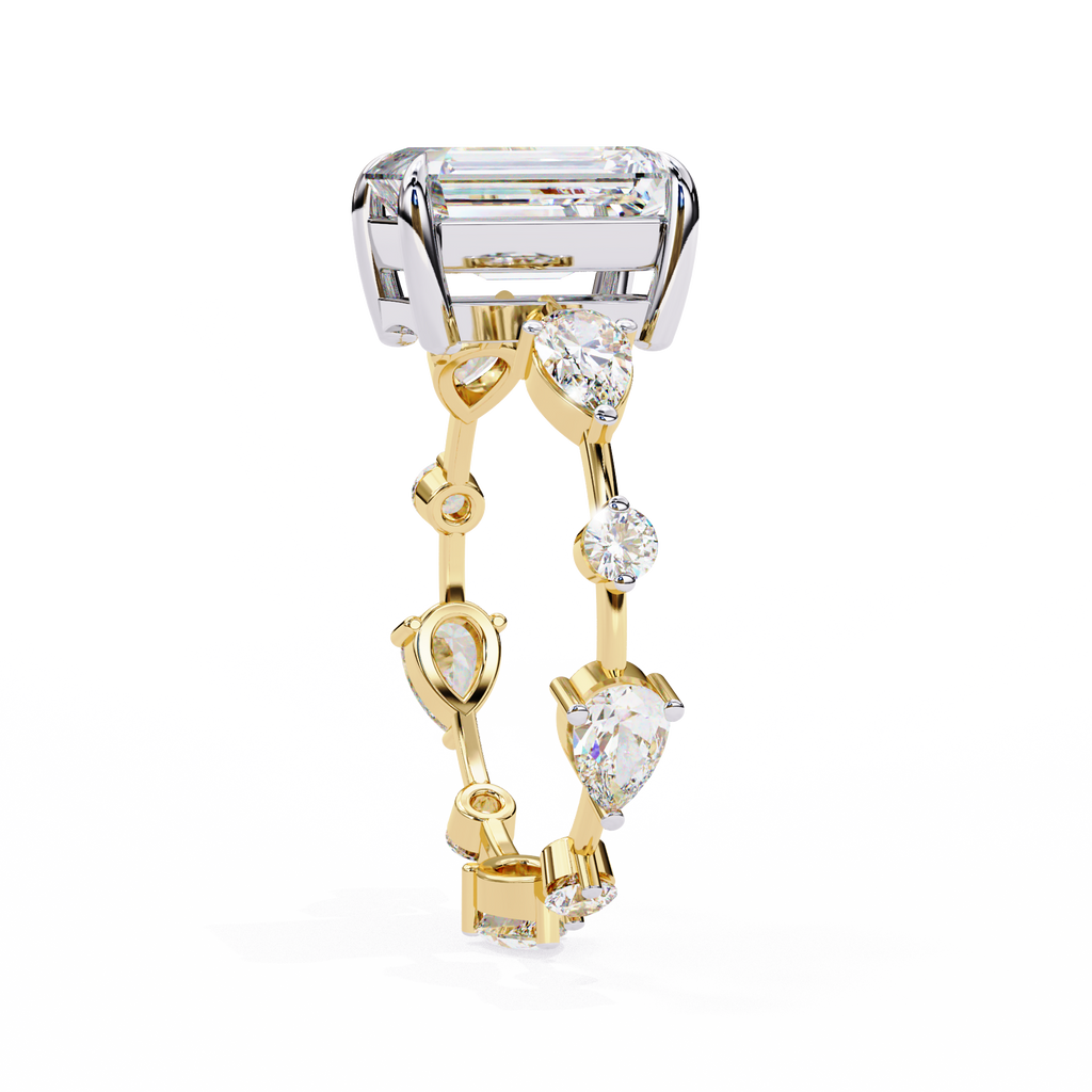 Radiant Cut Diamond Engagement Ring – 2.8 CT Lab Grown Hidden Halo Ring with Designer Solitaire Band – Lustraa’s Fancy Solitaire Ring