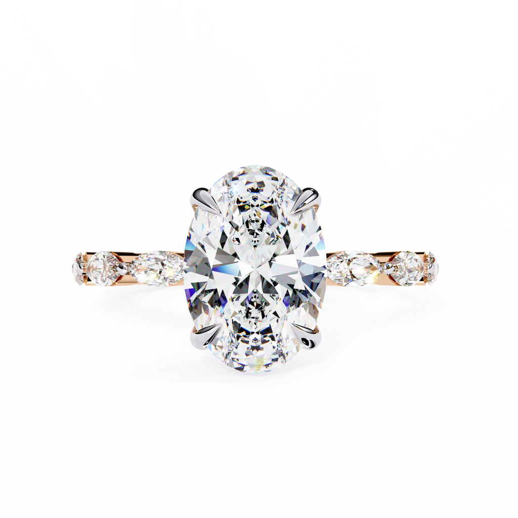 Oval Shaped Diamond Engagement Ring – 2.56 CT Lab Grown Hidden Halo Ring with Designer Solitaire Band– Lustraa’s Fancy Solitaire Ring