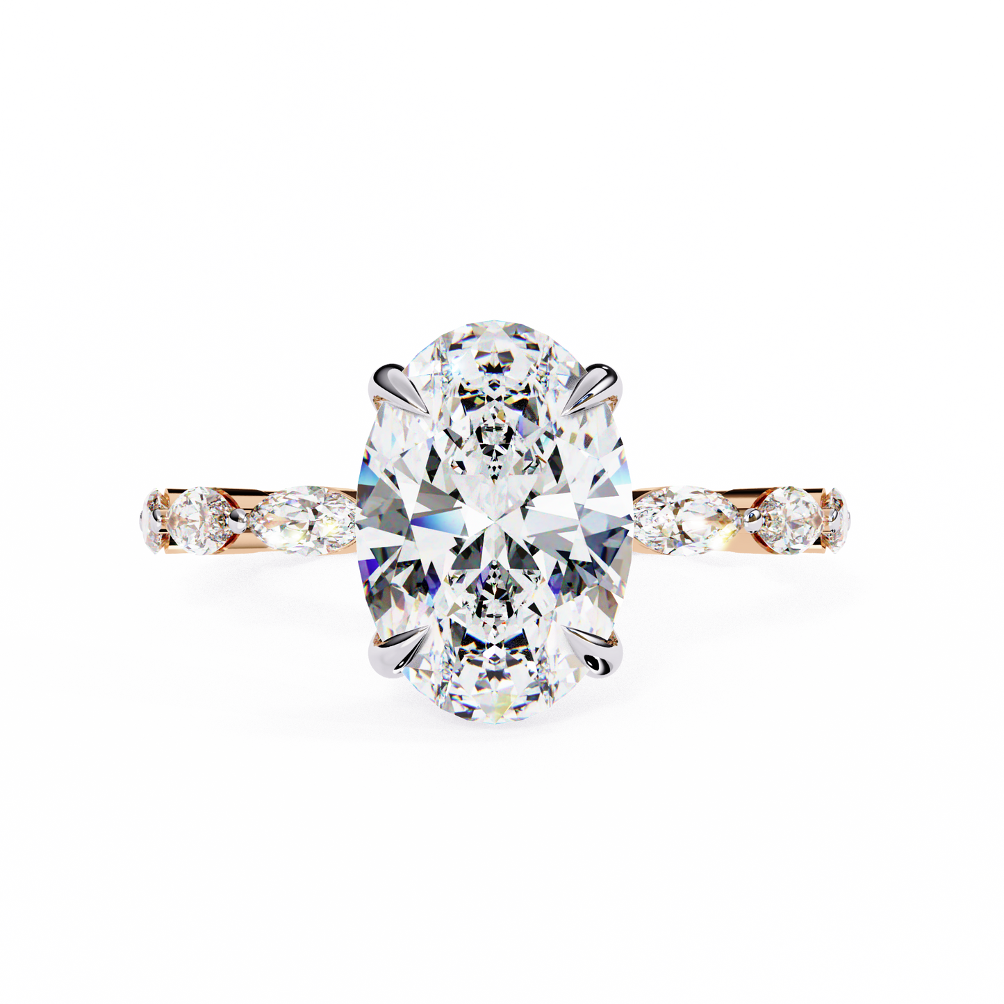 2.56 Carat Oval Shaped Diamond Ring with Hidden Halo – Designer Band Solitaire Engagement Ring – Lustraa’s Fancy Solitaire Ring