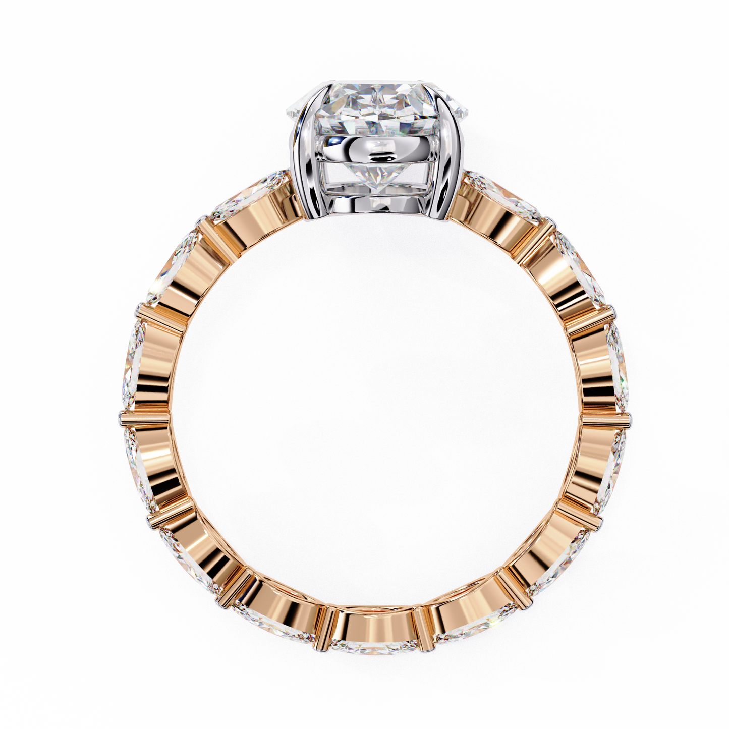 2.56 Carat Oval Shaped Diamond Ring with Hidden Halo – Designer Band Solitaire Engagement Ring – Lustraa’s Fancy Solitaire Ring