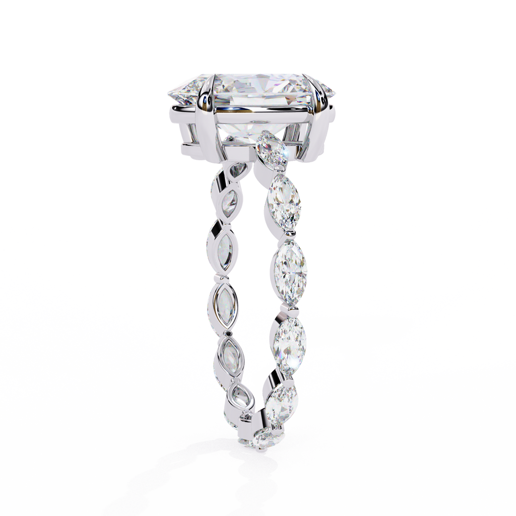 Oval Shaped Diamond Engagement Ring – 2.56 CT Lab Grown Hidden Halo Ring with Designer Solitaire Band– Lustraa’s Fancy Solitaire Ring