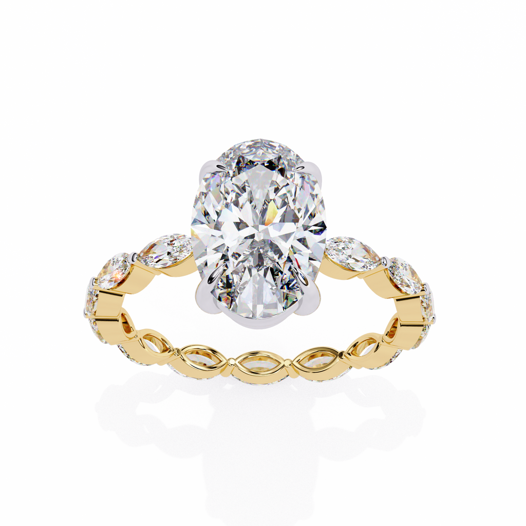 Oval Shaped Diamond Engagement Ring – 2.56 CT Lab Grown Hidden Halo Ring with Designer Solitaire Band– Lustraa’s Fancy Solitaire Ring