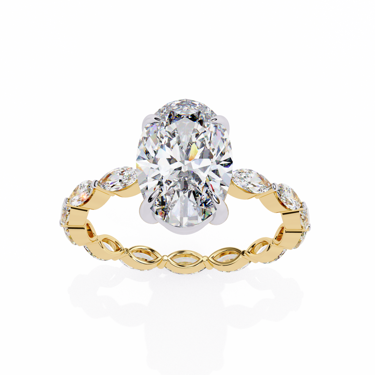 2.56 Carat Oval Shaped Diamond Ring with Hidden Halo – Designer Band Solitaire Engagement Ring – Lustraa’s Fancy Solitaire Ring