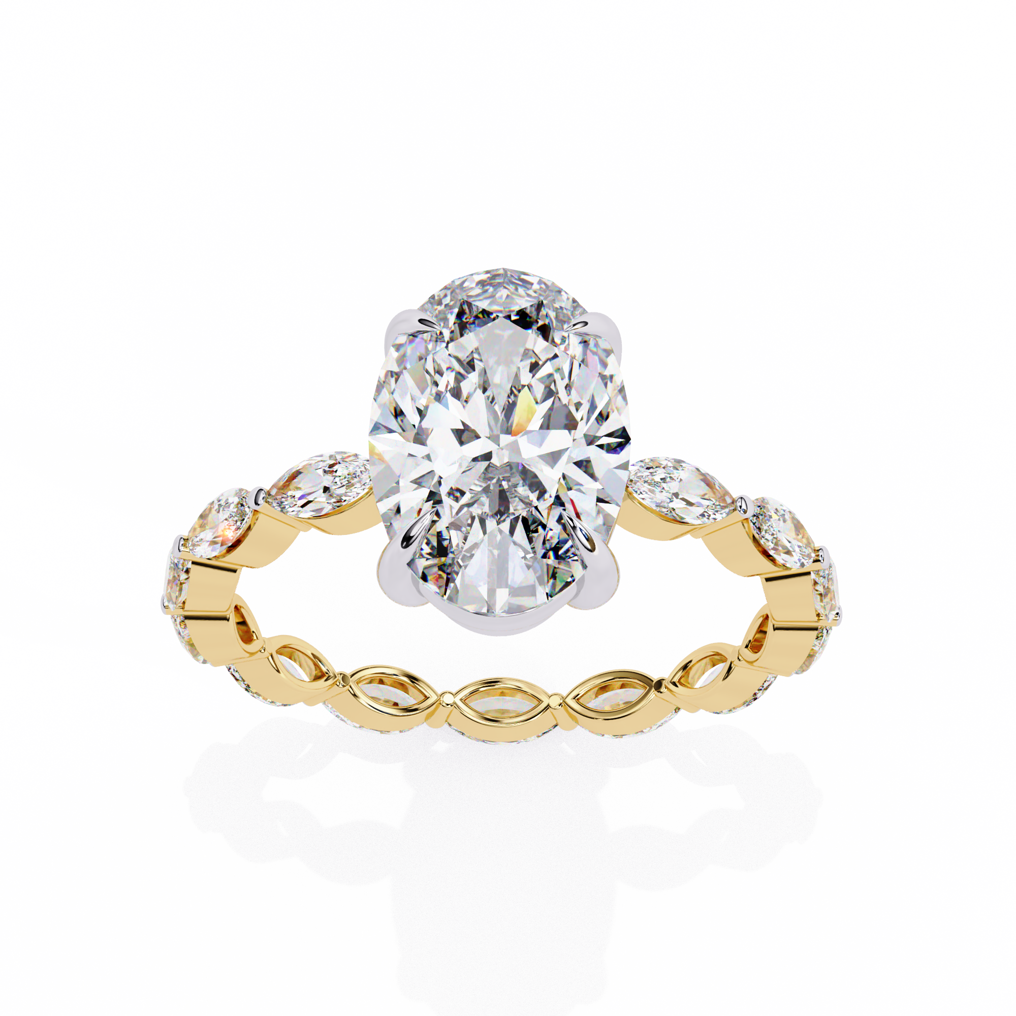 Oval Shaped Diamond Engagement Ring – 2.56 CT Lab Grown Hidden Halo Ring with Designer Solitaire Band– Lustraa’s Fancy Solitaire Ring