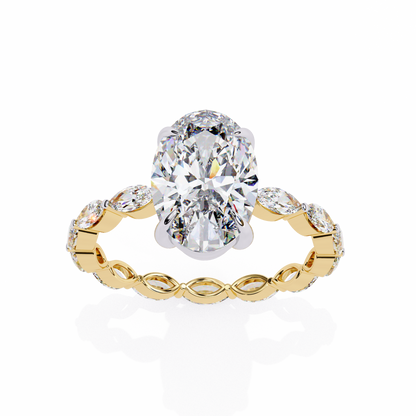 2.56 Carat Oval Shaped Diamond Ring with Hidden Halo – Designer Band Solitaire Engagement Ring – Lustraa’s Fancy Solitaire Ring