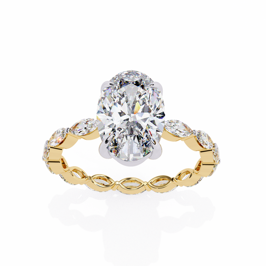 2.56 Carat Oval Shaped Diamond Ring with Hidden Halo – Designer Band Solitaire Engagement Ring – Lustraa’s Fancy Solitaire Ring