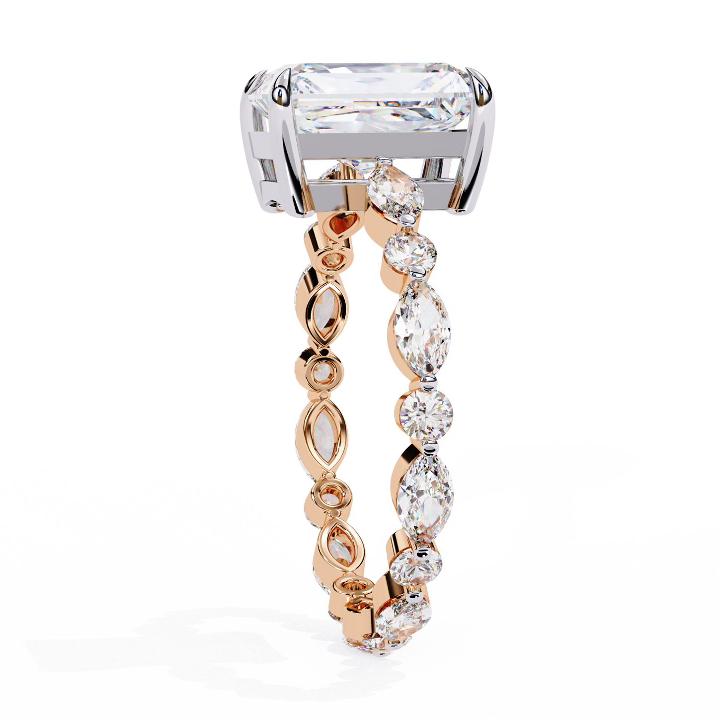 2.80 Carat Radiant Cut Diamond Ring with Hidden Halo – Designer Band Solitaire Engagement Ring – Lustraa’s Fancy Solitaire Ring