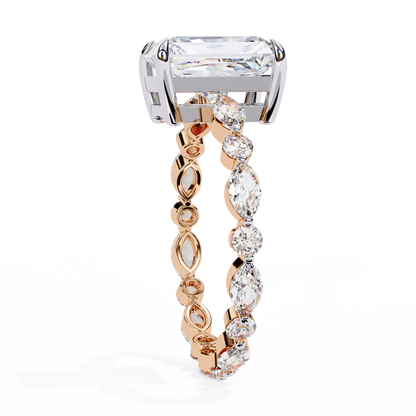 2.80 Carat Radiant Cut Diamond Ring with Hidden Halo – Designer Band Solitaire Engagement Ring – Lustraa’s Fancy Solitaire Ring