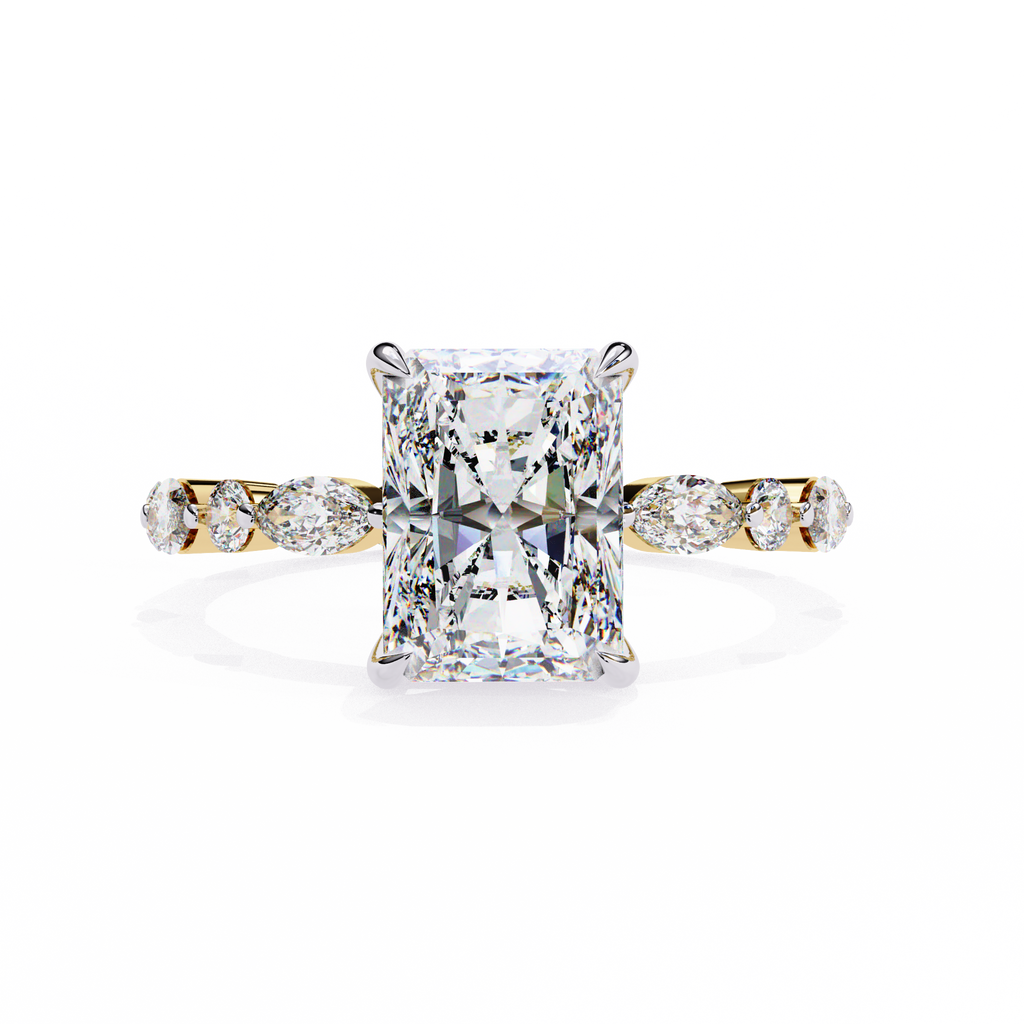 Radiant Cut Diamond Engagement Ring – 2.8 CT Lab Grown Hidden Halo Ring with Designer Solitaire Band  – Lustraa’s Fancy Solitaire Ring