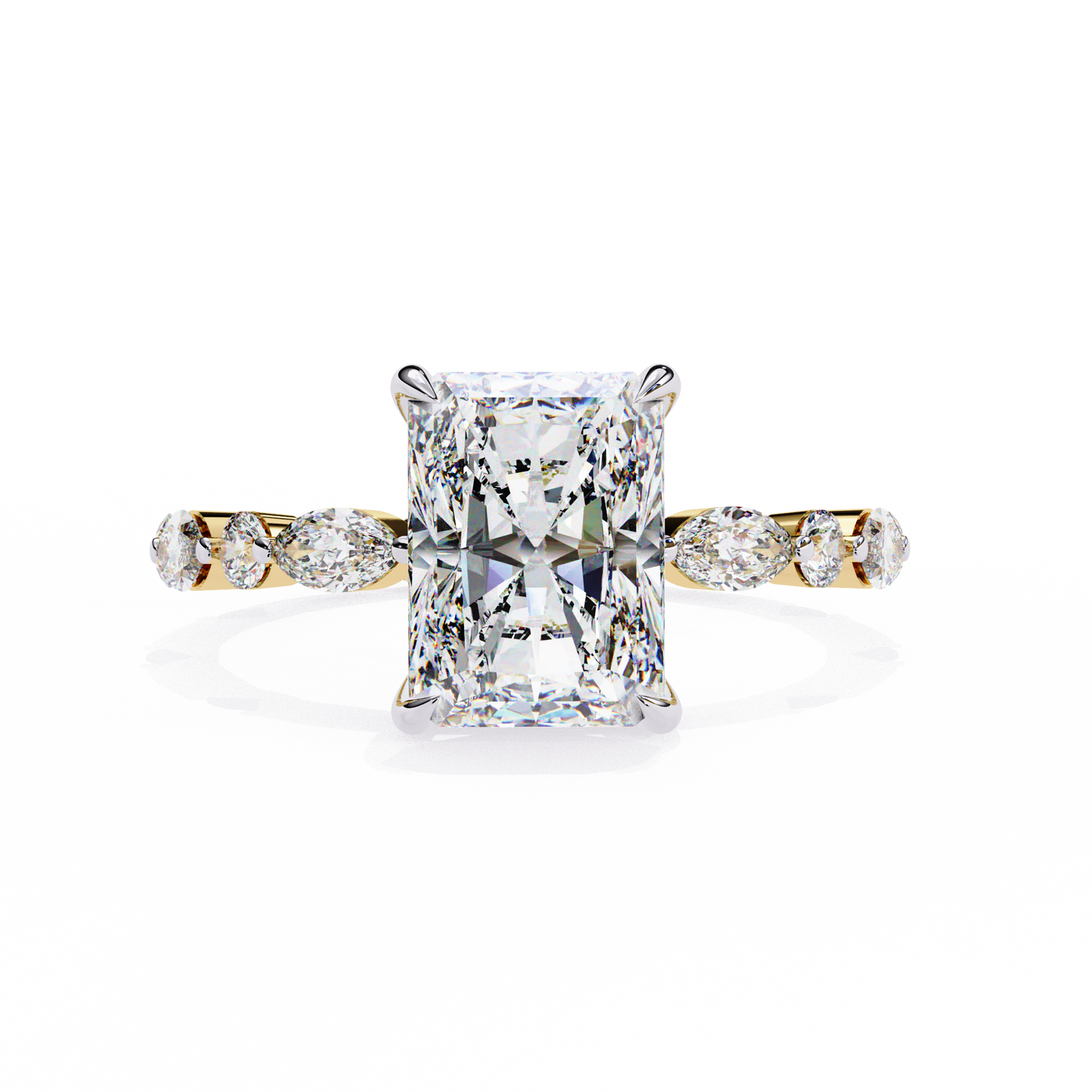 2.80 Carat Radiant Cut Diamond Ring with Hidden Halo – Designer Band Solitaire Engagement Ring – Lustraa’s Fancy Solitaire Ring