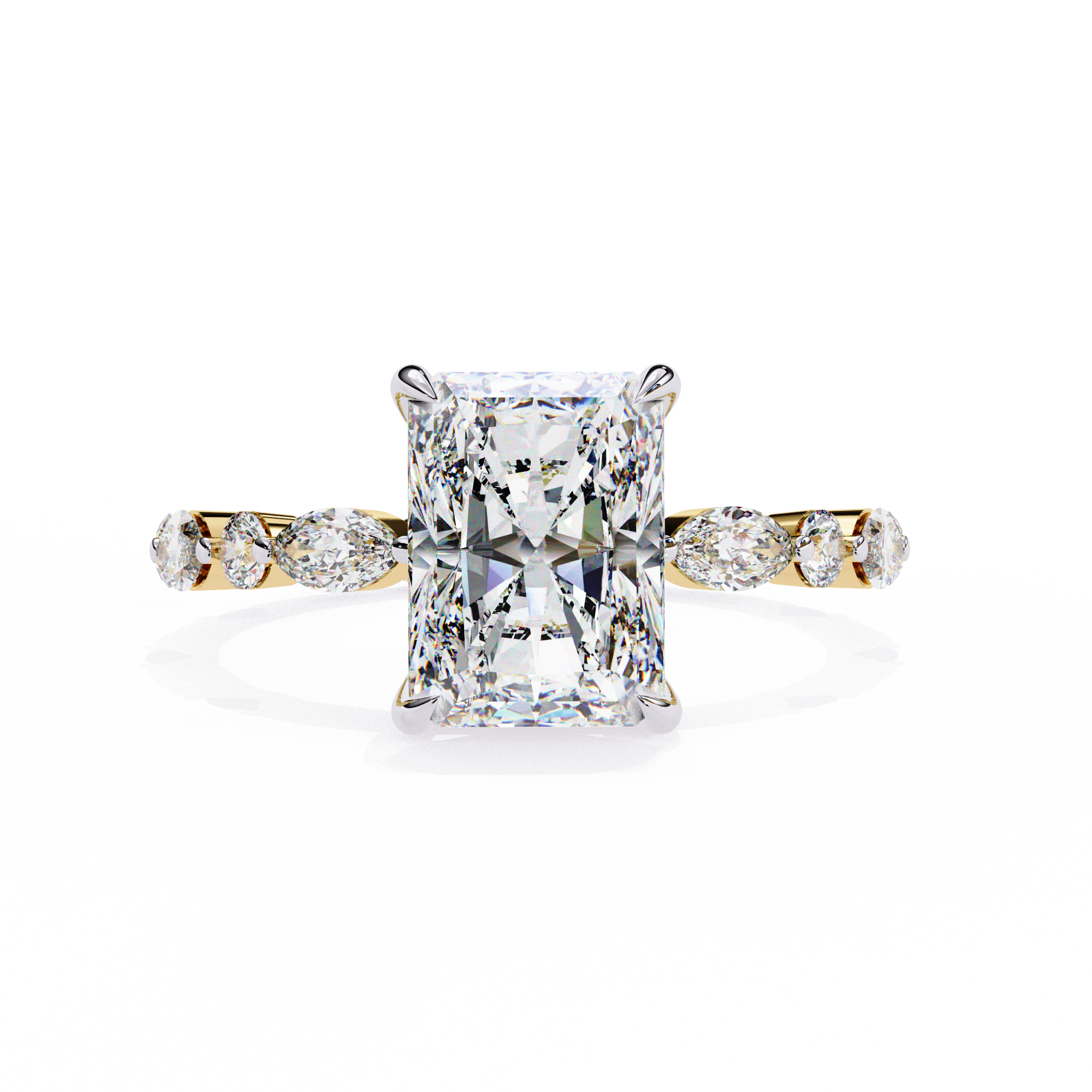 Radiant Cut Diamond Engagement Ring – 2.8 CT Lab Grown Hidden Halo Ring with Designer Solitaire Band  – Lustraa’s Fancy Solitaire Ring