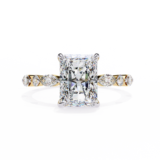 2.80 Carat Radiant Cut Diamond Ring with Hidden Halo – Designer Band Solitaire Engagement Ring – Lustraa’s Fancy Solitaire Ring