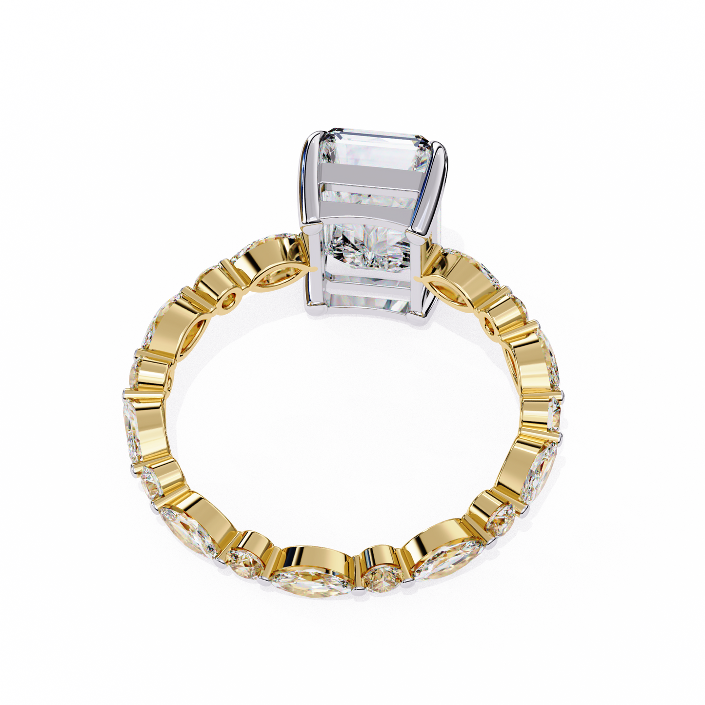 2.80 Carat Radiant Cut Diamond Ring with Hidden Halo – Designer Band Solitaire Engagement Ring – Lustraa’s Fancy Solitaire Ring