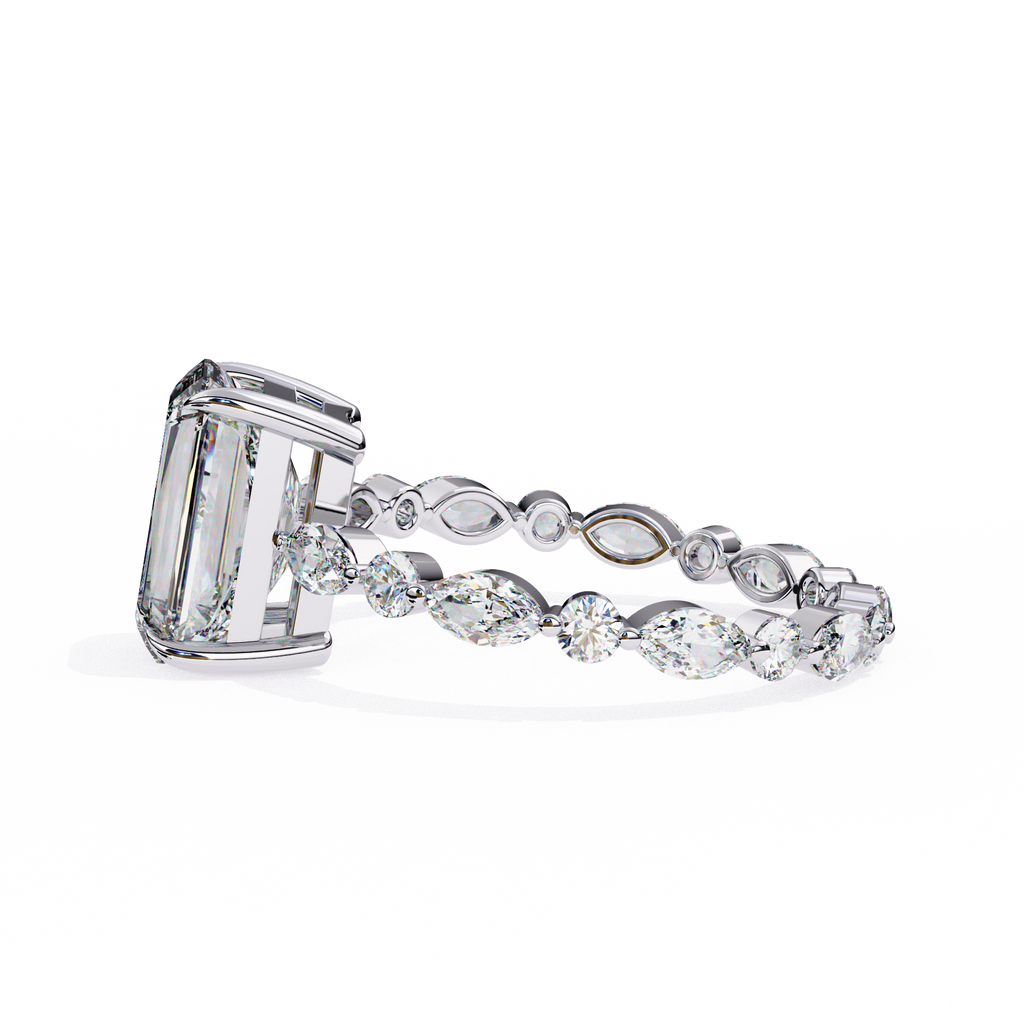 Radiant Cut Diamond Engagement Ring – 2.8 CT Lab Grown Hidden Halo Ring with Designer Solitaire Band  – Lustraa’s Fancy Solitaire Ring