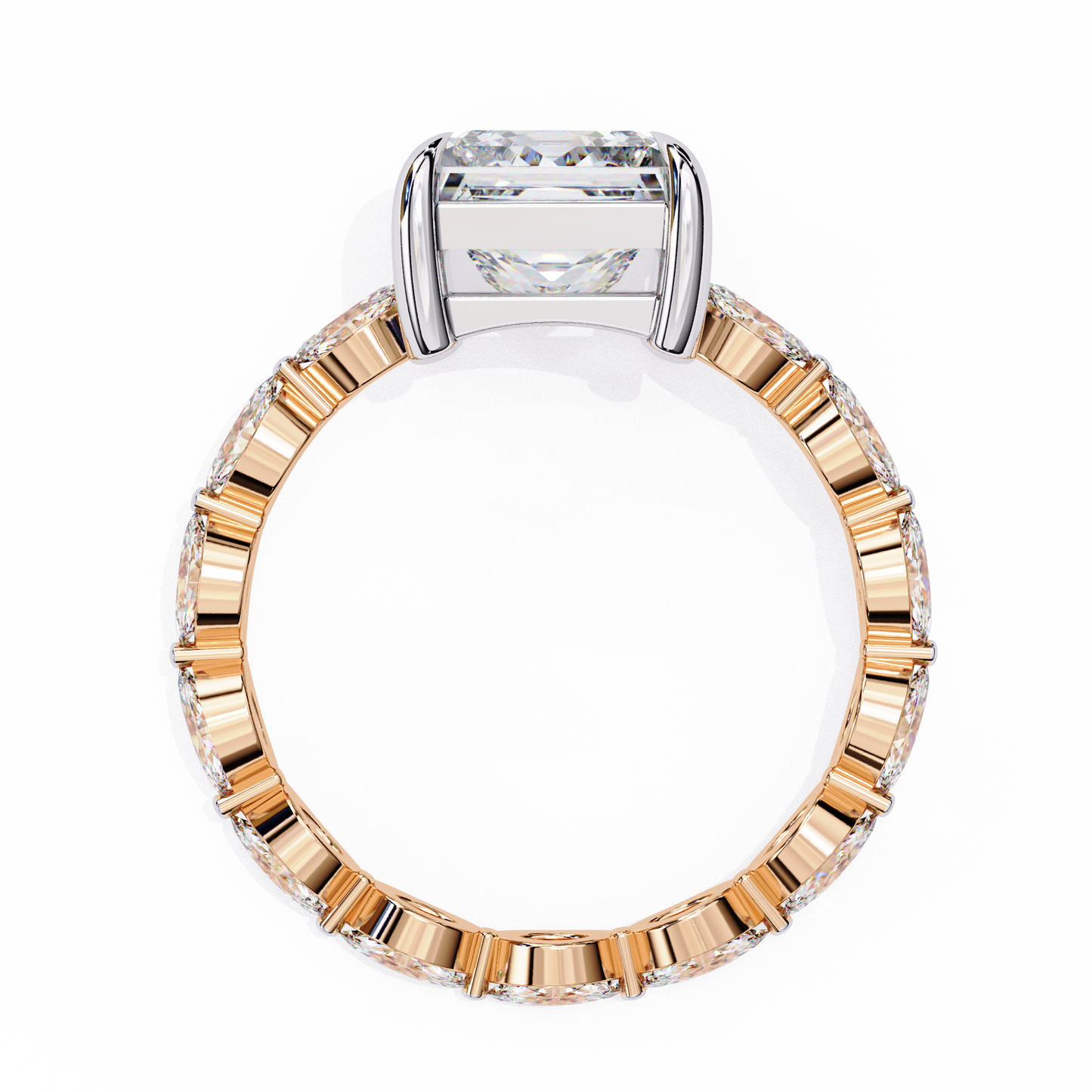 2.64 Carat Princess Cut Diamond Ring with Hidden Halo – Designer Band Solitaire Engagement Ring– Lustraa’s Fancy Solitaire Ring