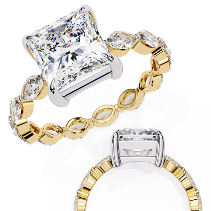 2.64 Carat Princess Cut Diamond Ring with Hidden Halo – Designer Band Solitaire Engagement Ring– Lustraa’s Fancy Solitaire Ring