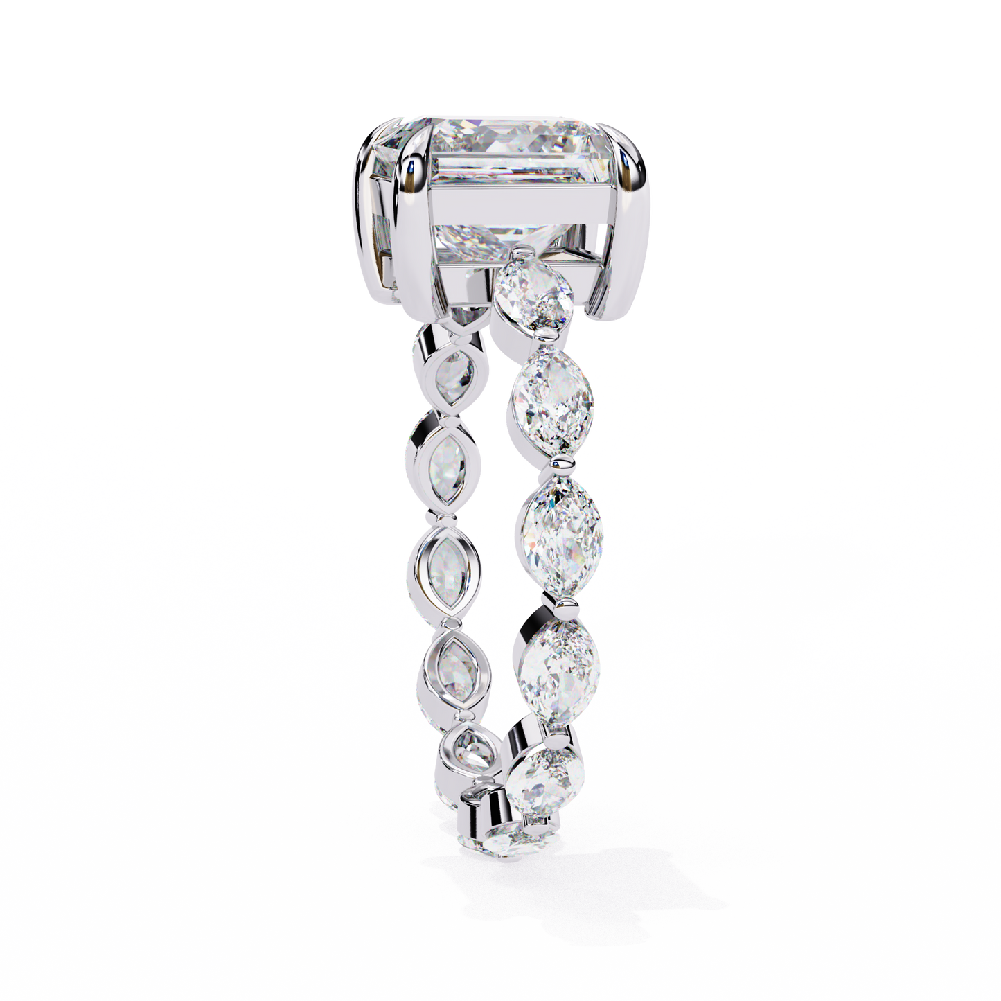2.64 Carat Princess Cut Diamond Ring with Hidden Halo – Designer Band Solitaire Engagement Ring– Lustraa’s Fancy Solitaire Ring
