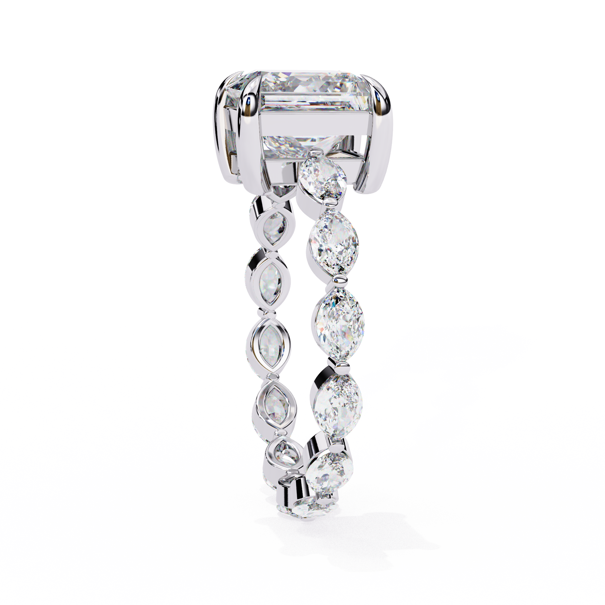 Princess Cut Diamond Engagement Ring – 2.64 CT Lab Grown Hidden Halo Ring with Designer Solitaire Band– Lustraa’s Fancy Solitaire Ring