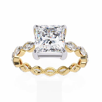 2.64 Carat Princess Cut Diamond Ring with Hidden Halo – Designer Band Solitaire Engagement Ring– Lustraa’s Fancy Solitaire Ring