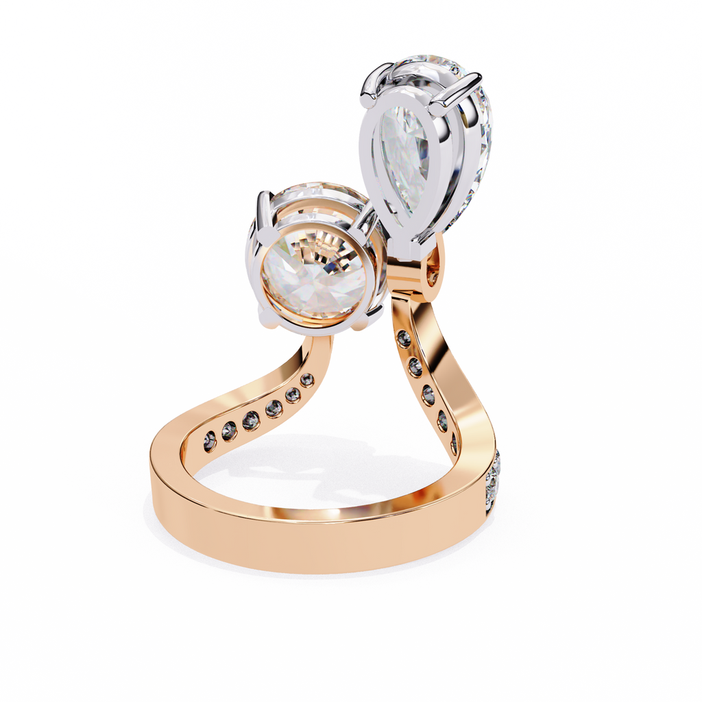 Two Stone Diamond Ring | Pear and Round Cut Toi et Moi Ring | Lab Grown Diamond Engagement Ring | Lustraa’s Toi et Moi Ring